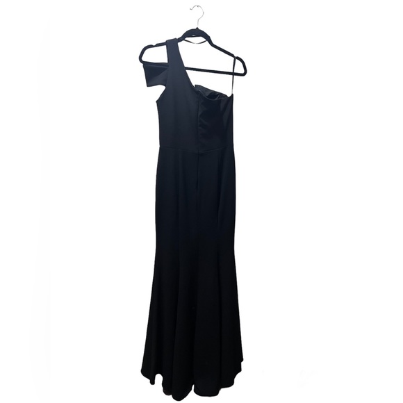 Betsy & Adam NEW Formal One Shoulder Black Floor Length Gown Size 8 - Picture 6 of 11